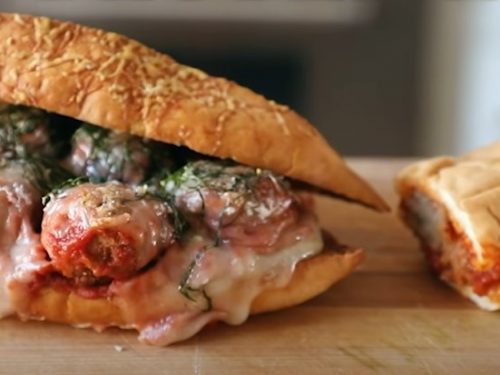 mozzarella meatball sandwich