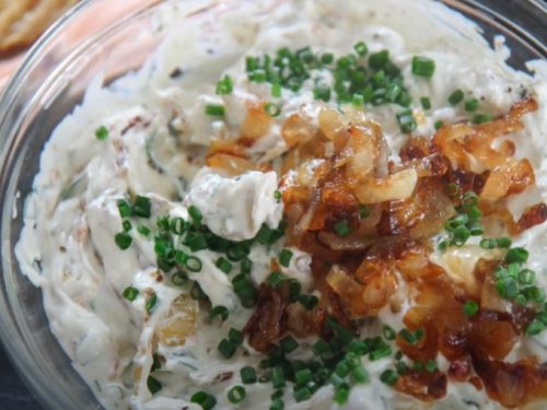 french onion dip and onion dip wontons recipe