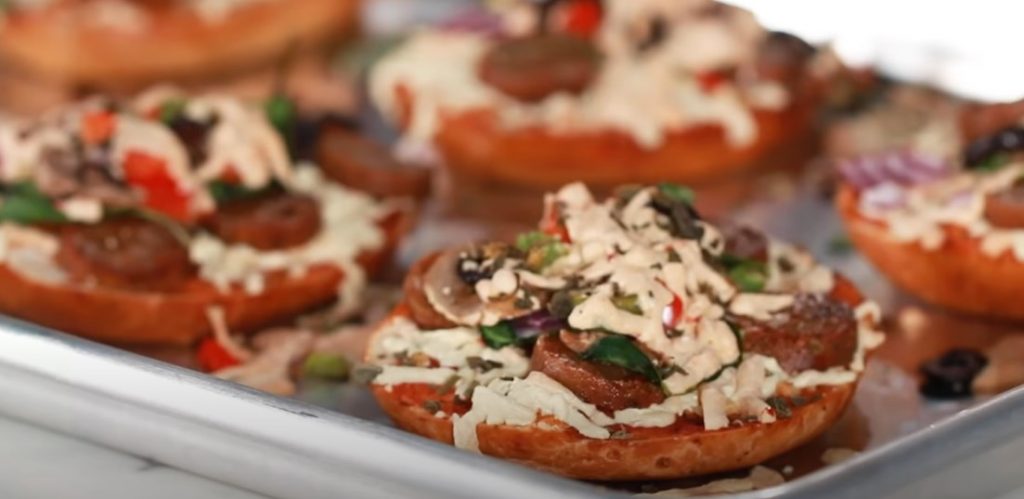 tabitha brown’s healthy vegan pizza bagels recipe
