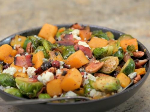 maple roasted brussel spouts and butternut squash recipe