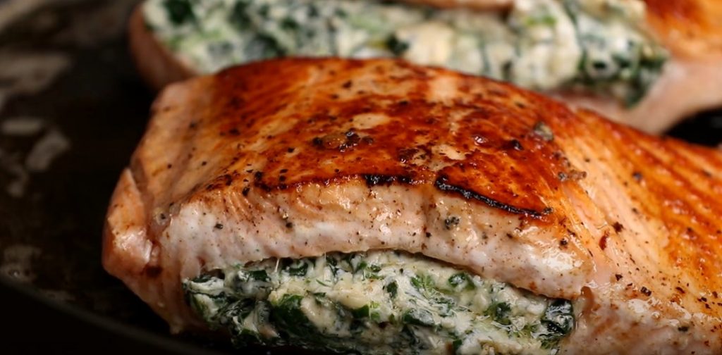 creamy spinach stuffed salmon recipe