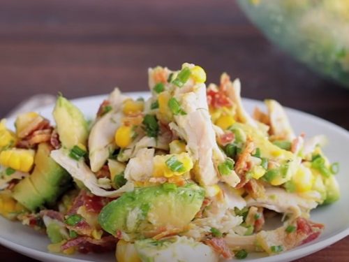grilled romaine, corn and chicken salad with salsa dressing recipe
