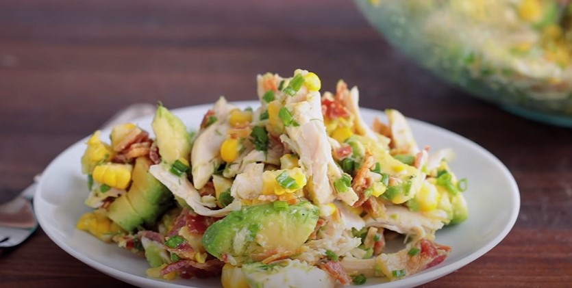 grilled romaine, corn and chicken salad with salsa dressing recipe