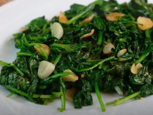 wilted baby spinach with garlic and oil recipe