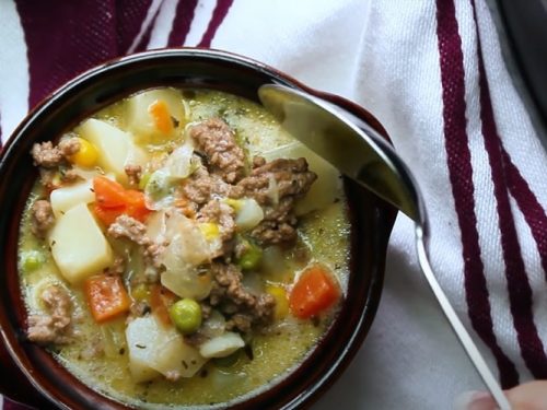 potato soup with ground beef recipe
