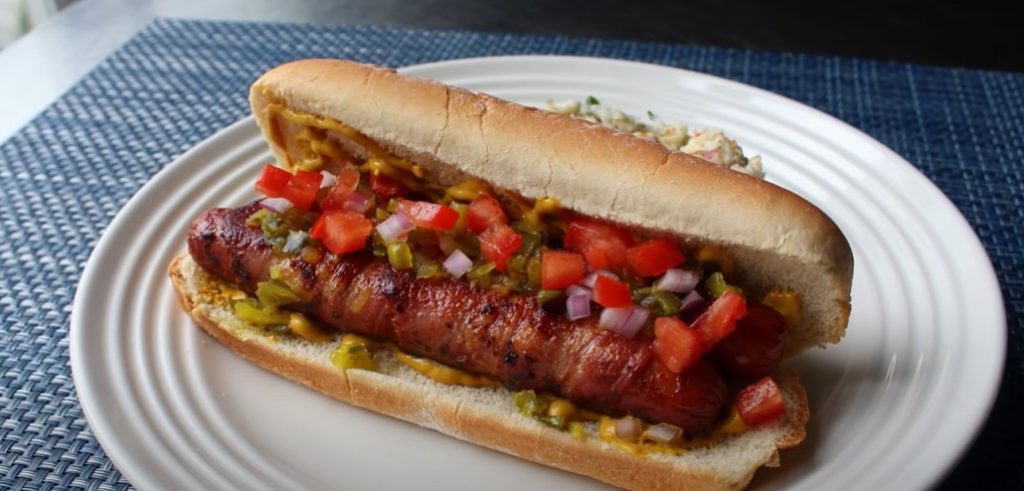 bacon-wrapped double dogs recipe