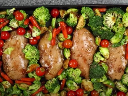 balsamic chicken and veggie sheet pan dinner recipe