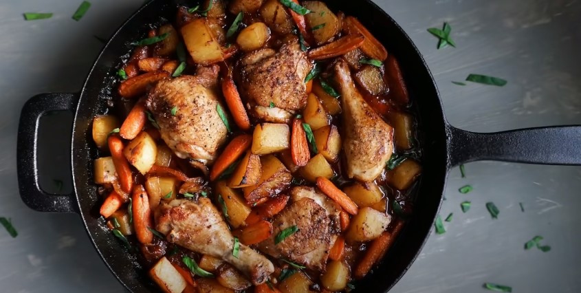 pan fried chicken with carrots and olives recipe
