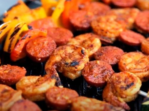 Cajun Shrimp and Sausage Veggie Skewers Recipe