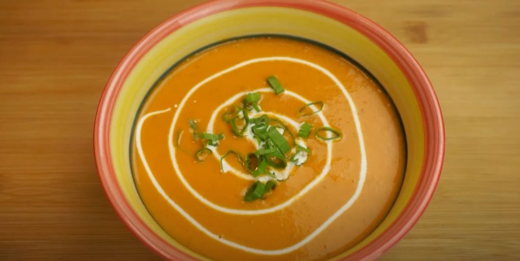 Chilled Tomato Soup with Tarragon Crème Fraîche Recipe