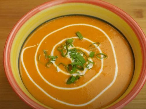 Chilled Tomato Soup with Tarragon Crème Fraîche Recipe