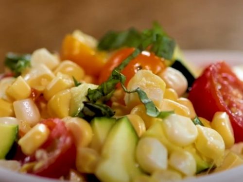 Corn, Zucchini and Tomatoes with Goat Cheese Recipe