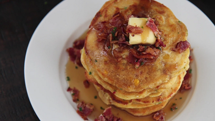cornmeal pancakes with bacon recipe