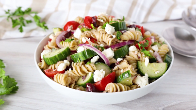 greek pasta salad with cucumber and tomato recipe