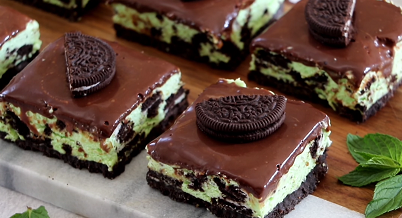 mint cookies and cream cheesecake bars recipe