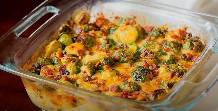 Parmesan Brussels Sprouts Gratin with Bacon Recipe