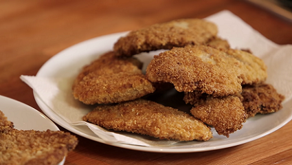 sesame crusted pork cutlets with crispy shallots recipe