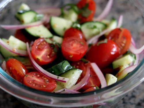 Tomato, Cucumber, and Sweet Onion Salad with Cumin Salt Recipe