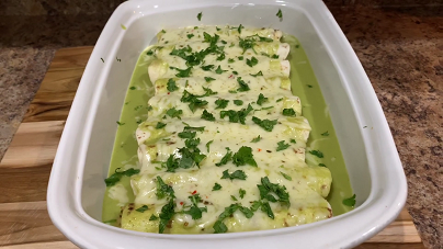 verde shrimp enchiladas with jalapeno cream sauce recipe