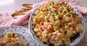 summer macaroni salad with tomatoes and zucchini recipe