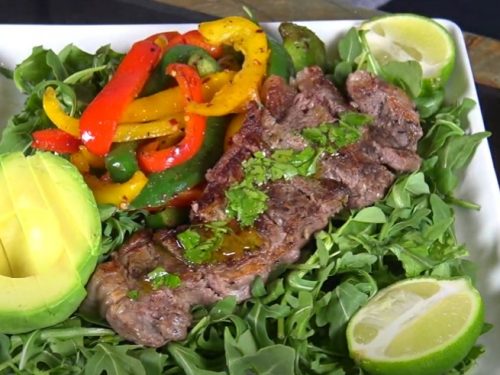 steak fajita salad with avocado dressing recipe