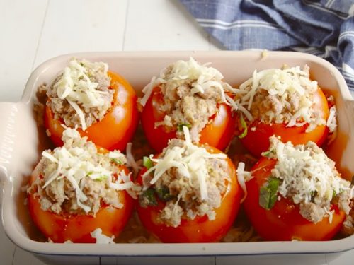 sausage and cheese stuffed tomatoes recipe
