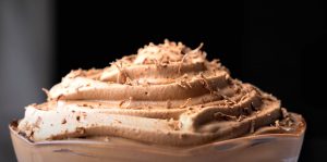 chocolate mousse topped with chocolate shavings