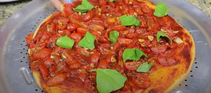 grilled rainbow tomato pizza recipe