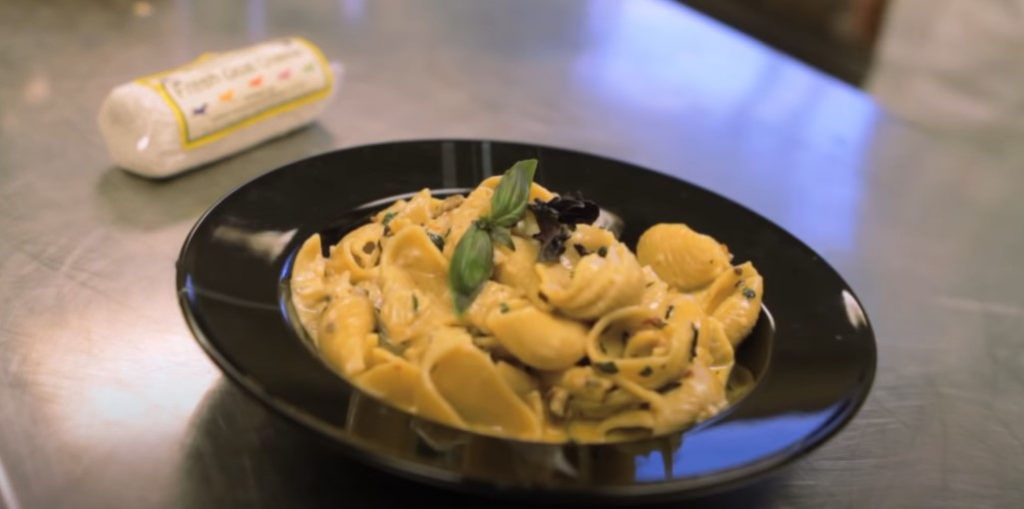 goat cheese pasta, broccoli, and pine nuts recipe