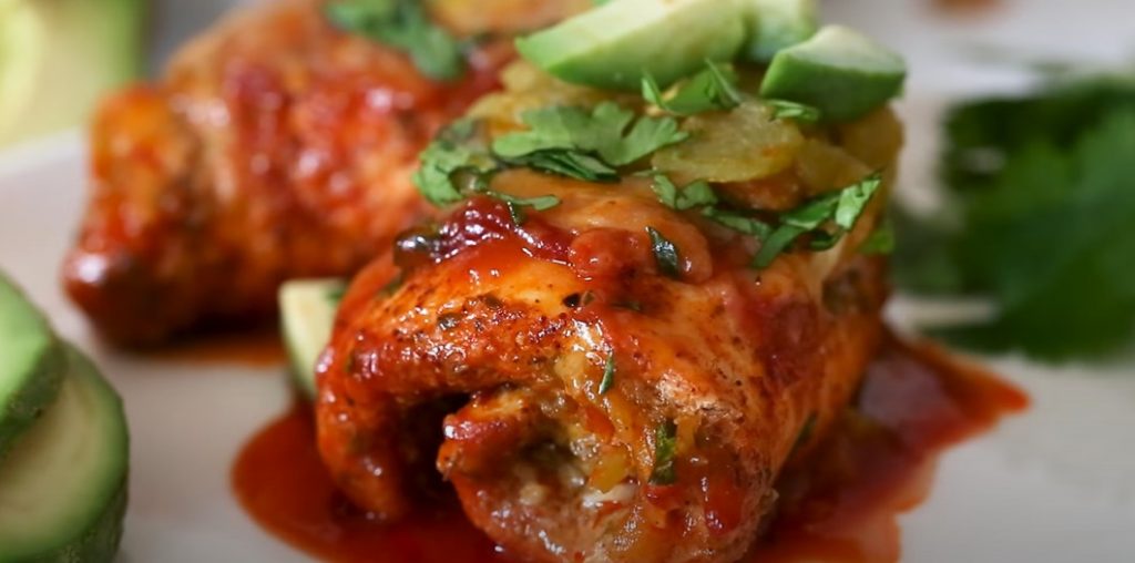 cabbage enchilada chicken roll-ups recipe