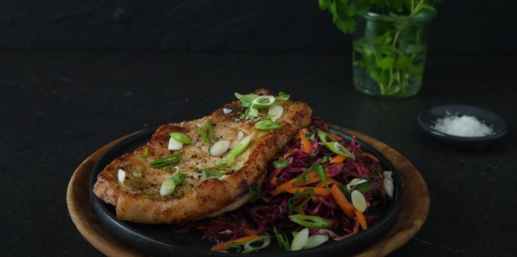 barbecue pork chops with red cabbage slaw recipe