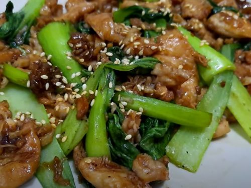 skillet chicken with baby bok choy recipe