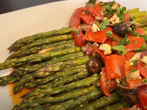 grilled asparagus & red onions with olive oil and balsamic vinegar recipe