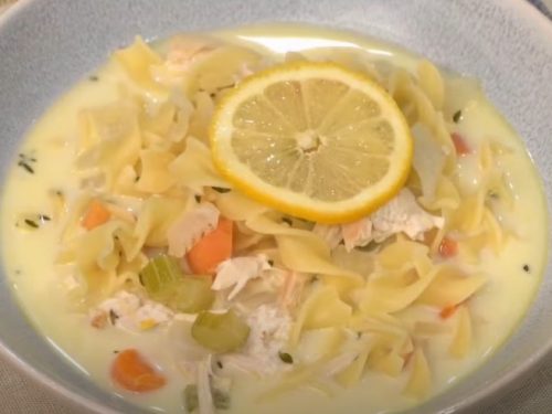 creamy lemon chicken noodle soup recipe