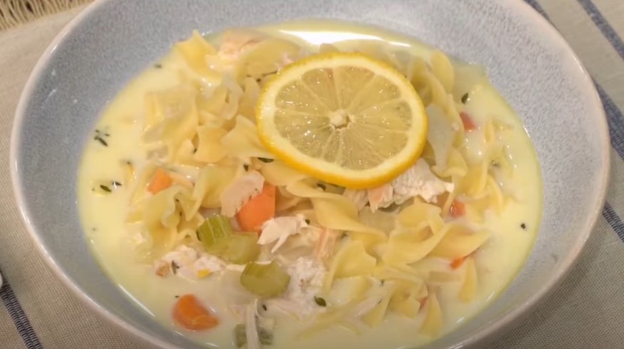 Creamy Lemon Chicken Noodle Soup - Gimme Some Oven