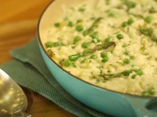 spring risotto with asparagus & peas recipe