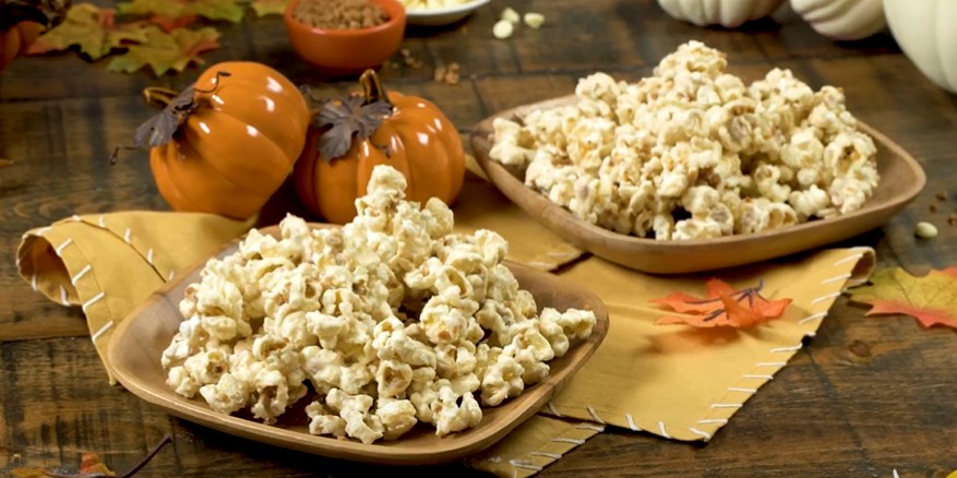 pumpkin pie spice popcorn with white chocolate recipe