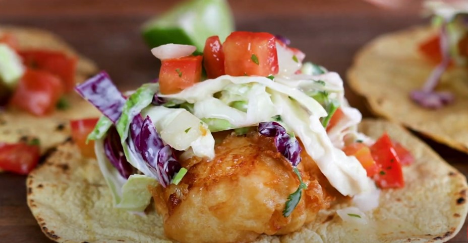 crispy fish tacos with red cabbage slaw recipe