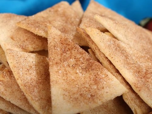 cinnamon sugar crispy tortilla hearts recipe