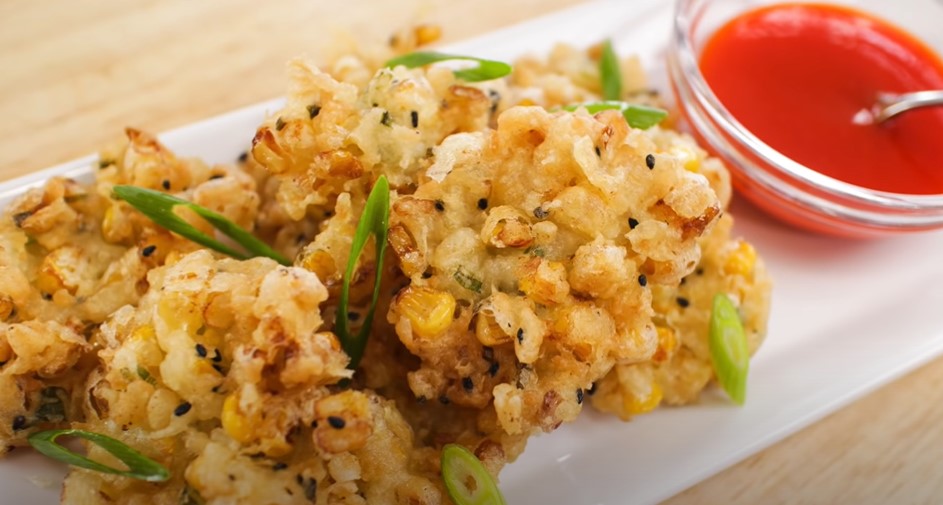 corn and shiitake fritters recipe