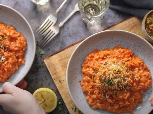 balsamic risotto with tomatoes recipe