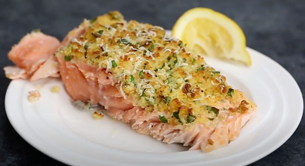 Baked Parmesan Garlic Herb Salmon in foil Recipe