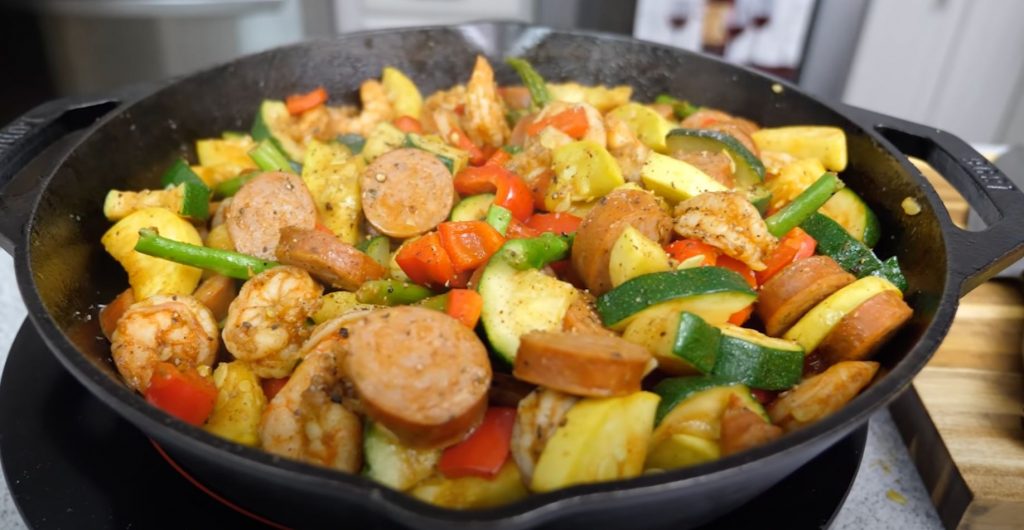 Cajun Shrimp and Sausage Vegetable Skillet Recipe