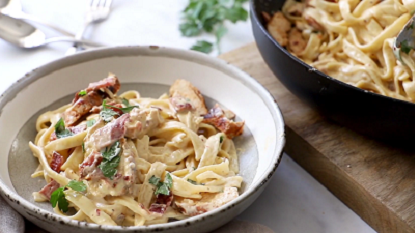 chicken bacon fettuccine alfredo recipe