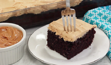 chocolate sheet cake with creamy peanut butter frosting recipe