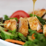 coconut chicken salad with warm honey mustard vinaigrette recipe