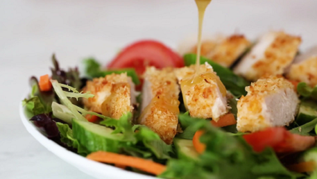 coconut chicken salad with warm honey mustard vinaigrette recipe