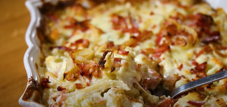 Creamy Cauliflower Au Gratin with Bacon Recipe