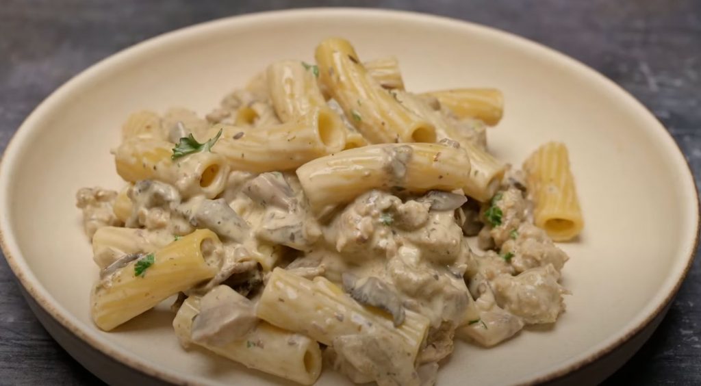 Creamy Sausage Mushroom Rigatoni Recipe