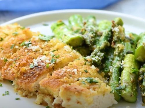 Crispy Garlic Chicken with Asparagus Recipe